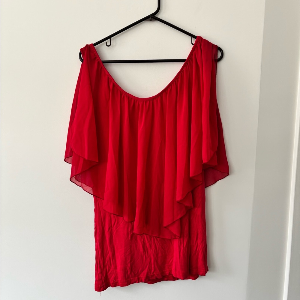 Leo Rosi Vibrant Red Scoop Neck Blouse